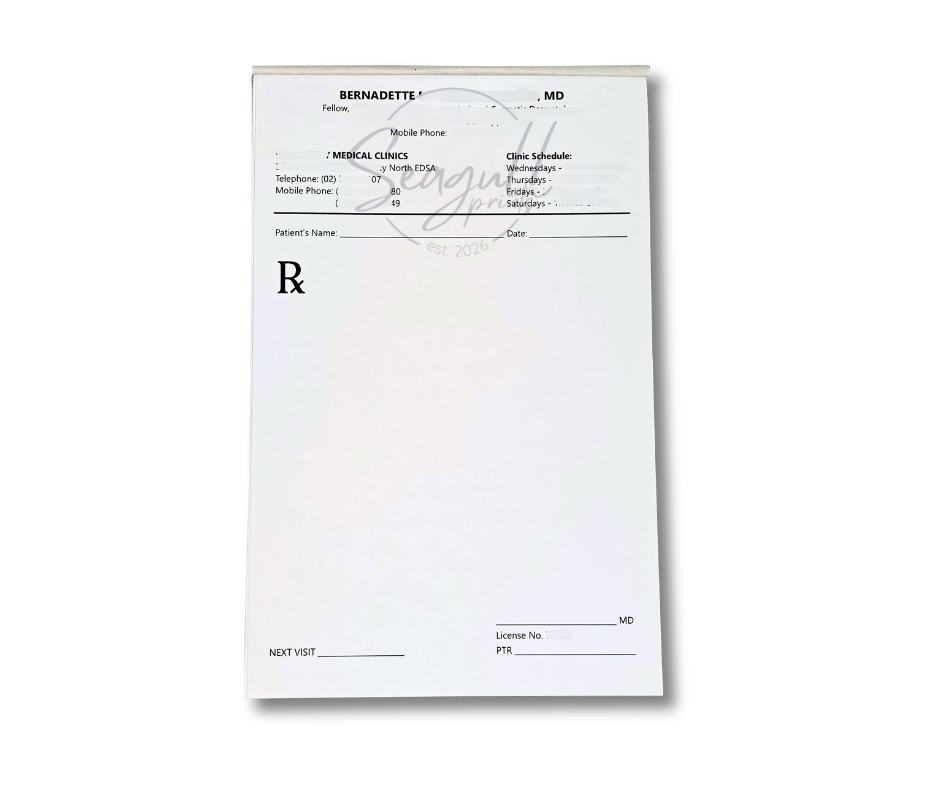 A professional A5 prescription pad for doctors featuring high-quality 80 GSM paper and a clean medical layout.
